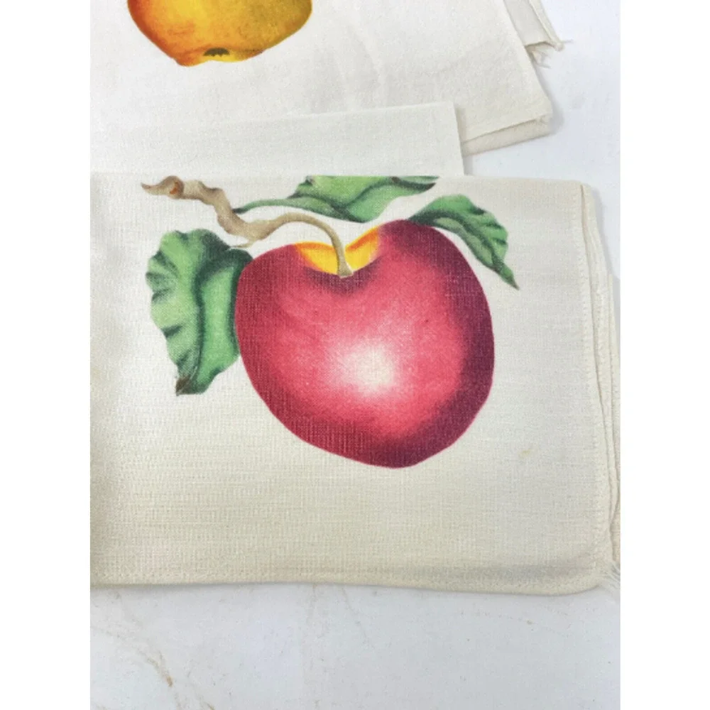 Vintage 1960 Towel Fruit Pear Apple Mid-Century Folk Art‎ Kitchen Homemaker